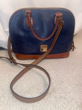 Dooney & Bourke Blue and Tan Satchel with Strap